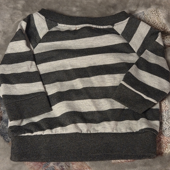 One Step Ahead Gray and White Striped Kids Shirt - Picture 2 of 5